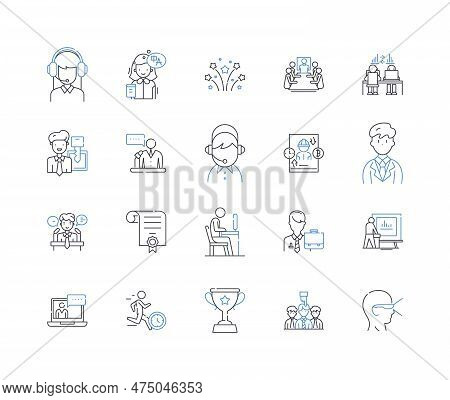 Control Regulation Line Icons Collection. Authority, Command, Management, Direction, Governance, Sup