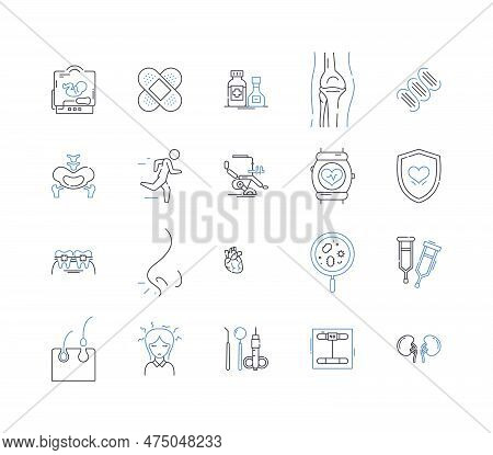 Acupuncture Line Icons Collection. Needles, Qi, Meridians, Moxibustion, Cupping, Healing, Balance Ve