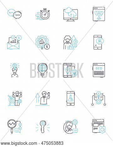 Budget Forecasting Linear Icons Set. Projections, Estimates, Forecasts, Planning, Budgeting, Analyti