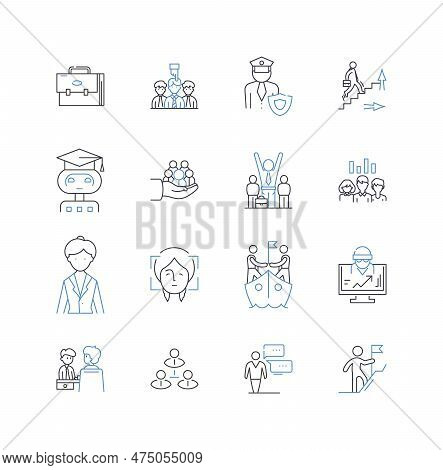 Career Enhancement Line Icons Collection. Advancement, Promotion, Growth, Development, Education, Tr