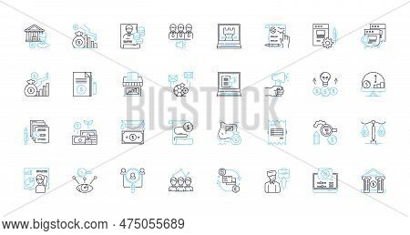Capital Growth Linear Icons Set. Expansion, Upswing, Development, Rise, Advancement, Flourishing, Im