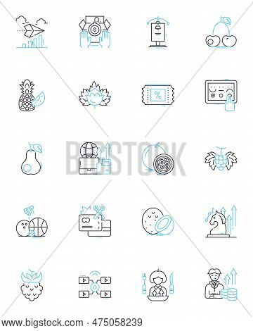 Sales Outlets Linear Icons Set. Store, Boutique, Shop, Mart, Emporium, Outlet, Showroom Line Vector 