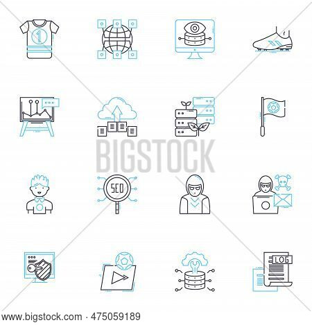 Information Processing Linear Icons Set. Computation, Data, Algorithm, Analytics, Encoding, File, In
