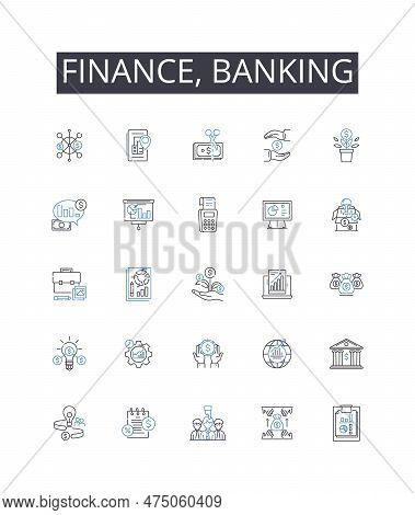 Finance, Banking Line Icons Collection. Accounting, Investment, My Management, Economics, Funding, C