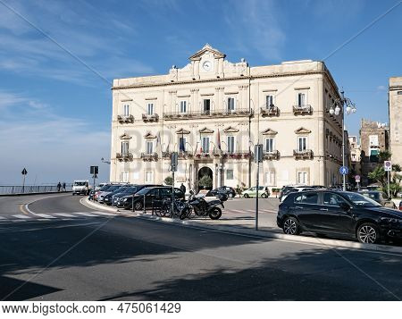 Taranto, Italy - October 298, 2021: Palazzo Di Citta Town Hall In Taranto, Italy At Sunny Day