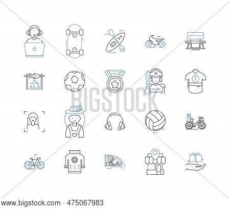 Game Line Icons Collection. Adventure, Challenge, Strategy, Excitement, Thrill, Action, Competition 