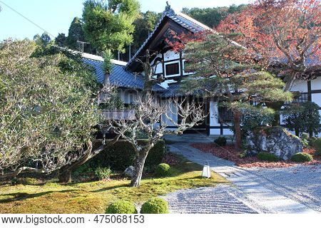 Autumn Leaves And Enkoji Temple In Kyoto, Japan
