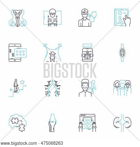 Hypnotherapy Linear Icons Set. Relaxation, Suggestion, Trance, Mindfulness, Visualization, Rejuvenat