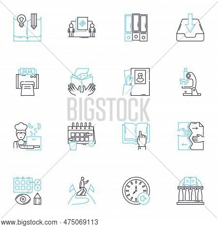 Internet University Linear Icons Set. E-learning, Cybercampus, Distance Education, Virtual Classroom