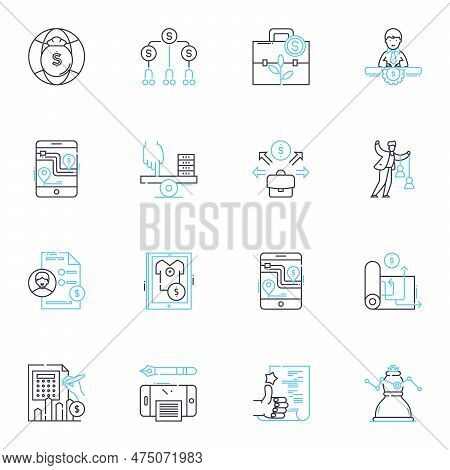 Profitable Returns Linear Icons Set. Gain, Investment, Yield, Returners, Earnings, Wealth, Outcome L