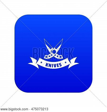 Knive Weapon Icon Blue Isolated On White Background