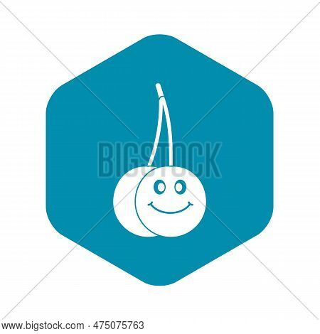 Ripe Smiling Cherry Icon In Simple Style Isolated Illustration