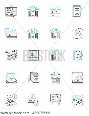 Line Graph Stocks Linear Icons Set. Trend, Volatility, Fluctuation, Growth, Decline, Progression, Re