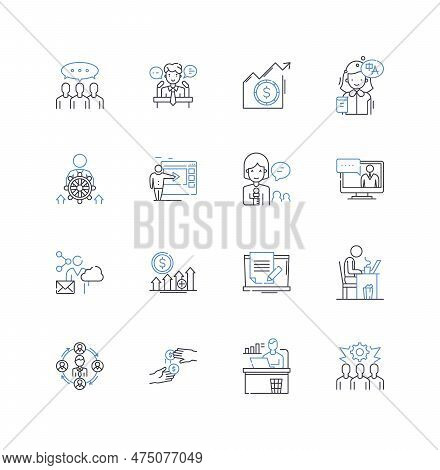 Service Employment Line Icons Collection. Caregiver, Service, Hospitality, Janitorial, Maintenance, 