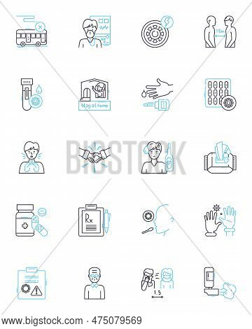 Computer Protection Linear Icons Set. Firewall, Antivirus, Malware, Spyware, Privacy, Hackers, Scams
