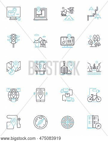 Vehicle Tracking Linear Icons Set. Gps, Location, Fleet, Navigation, Monitoring, Telematics, Real-ti