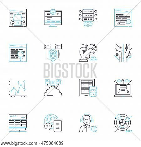 Cloud Storage Linear Icons Set. Backup, Virtualization, Cloud, Online, Storage, Sync, Share Line Vec
