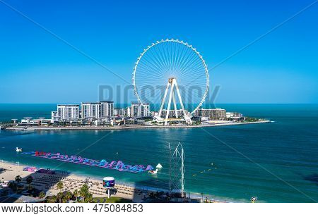 The Ain Dubai Or Dubai Eye Observation Wheel On Bluewaters Island Off The Coast By Jbr Beach In The 