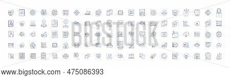 Information And Gadgets Line Icons Collection. Technology, Innovation, Digital, Connectivity, Data, 