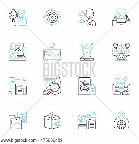 Strong Leadership Linear Icons Set. Visionary, Motivating, Decisive, Confident, Strategic, Courageou