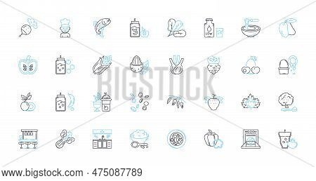 Brasserie Food Linear Icons Set. Bistro, French, Beer, Wine, Steak, Seafood, Mussels Line Vector And