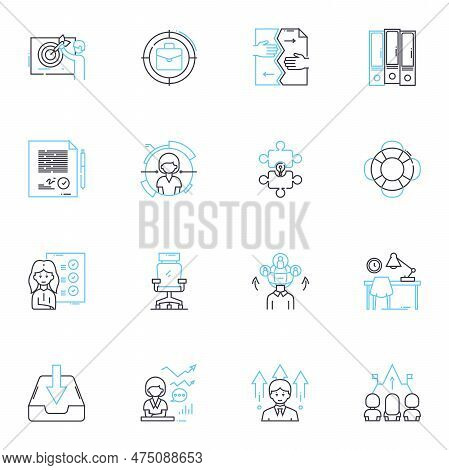 Information Tracking Linear Icons Set. Monitoring, Surveillance, Tracking, Tracing, Data, Analytics,