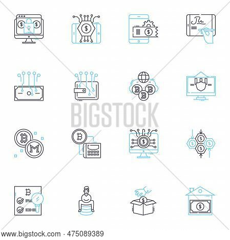 Financial Services Innovation Company Linear Icons Set. Fintech, Disruptive, Innovation, Transformat