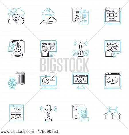 Professional Advancement Linear Icons Set. Promotion, Nerking, Leadership, Skills, Development, Grow