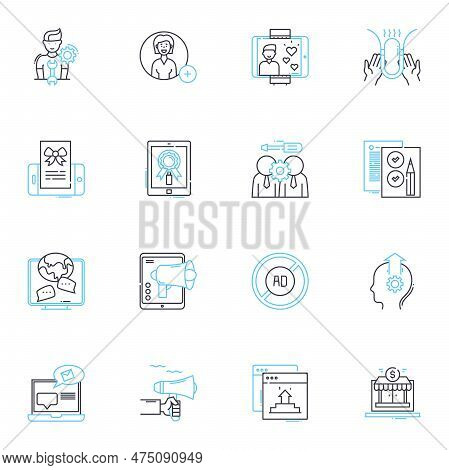 Social Nerking Linear Icons Set. Community, Engagement, Connection, Collaboration, Conversations, Ne