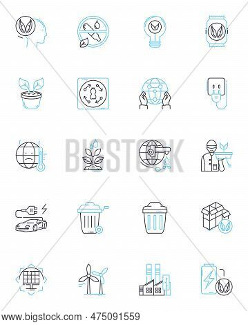Eco-friendly Consciousness Linear Icons Set. Sustainability, Green, Conservation, Eco-friendly, Envi
