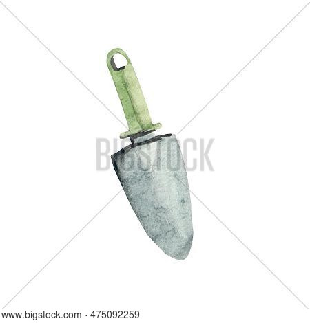 Small Garden Shovel Or Scoop. Clipart. Watercolor Illustration