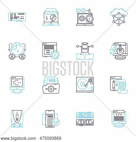 Mobile Career Linear Icons Set. Mobility, Flexibility, Freedom, Advancement, Opportunities, Learning