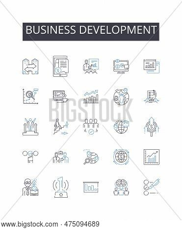 Business Development Line Icons Collection. Marketing Strategy, Product Management, Human Resources,