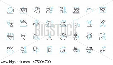 Human Factors Linear Icons Set. Ergonomics, Psychology, Anthropometry, Perception, Attention, Memory