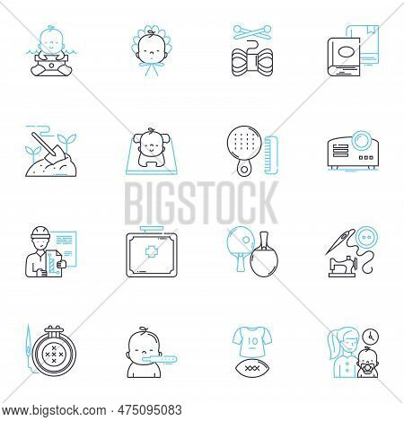 Adolescents Linear Icons Set. Teenagers, Puberty, Horms, Identity, Rebellion, Peer Pressure, Indepen