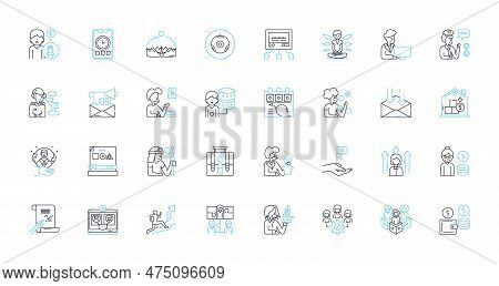 Job Advancement Linear Icons Set. Promotion, Progression, Advancement, Development, Growth, Success,