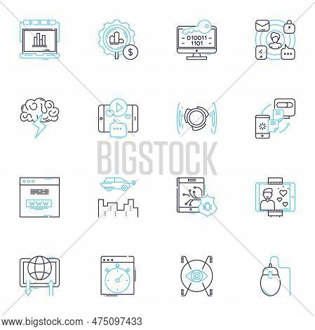 Social Nerking Linear Icons Set. Connections, Engagements, Influencers, Likes, Shares, Comments, Com