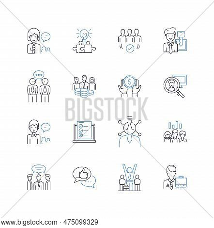 Organizational Talent Line Icons Collection. Recruitment, Training, Development, Retention, Successi