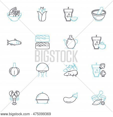 Juice Bar Linear Icons Set. Smoothies, Fresh, Cleanse, Juices, Health, Fuel, Detox Line Vector And C