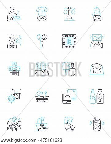 Adolescents Linear Icons Set. Teenagers, Puberty, Horms, Identity, Rebellion, Peer Pressure, Indepen