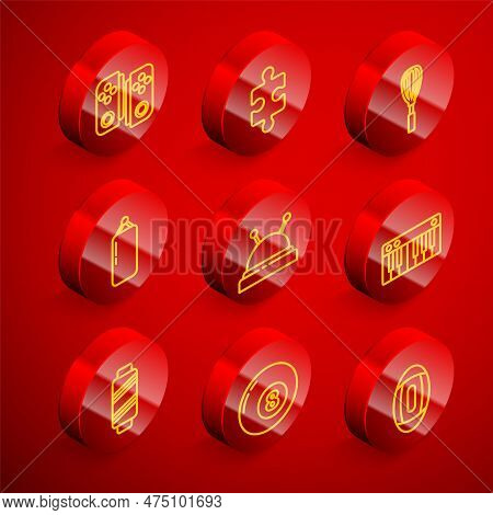 Set Line Gamepad, Piece Of Puzzle, Kitchen Whisk, Punching Bag, Needle Bed And Needles, Music Synthe