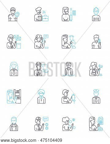 Identity Linear Icons Set. Self, Belonging, Personality, Cultural, Recognition, Individuality, Authe