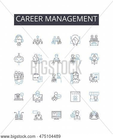 Career Management Line Icons Collection. Job Development, Work Progress, Employment Strategy, Profes