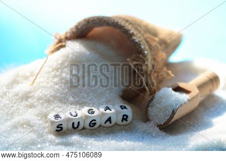 White Sugar For Food And Sweets Dessert Candy Heap Of Sweet Sugar Crystalline Granulated, Sugar On S