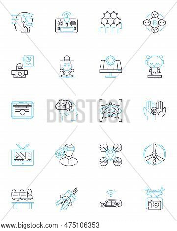 Automated Shipping Linear Icons Set. Efficiency , Accuracy , Reliability , Tracking , Logistics , Op