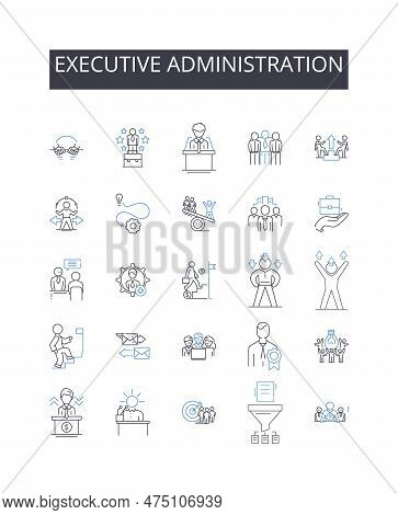 Executive Administration Line Icons Collection. Management Leadership, Corporate Ownership, Professi