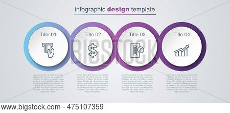 Set Line Credit Card Inserted, Dollar Symbol, Inserting Coin And Financial Growth Increase. Business