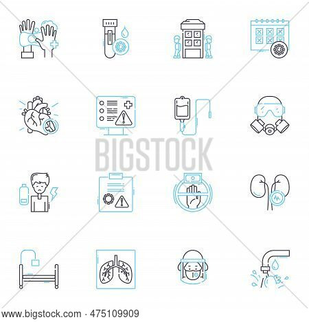 Computer Protection Linear Icons Set. Firewall, Antivirus, Malware, Spyware, Privacy, Hackers, Scams