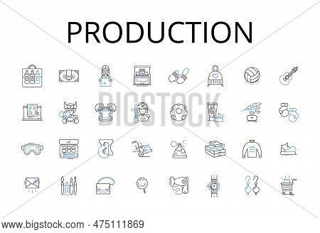 Production Line Icons Collection. Creation, Development, Fabrication, Manufacture, Generation, Const
