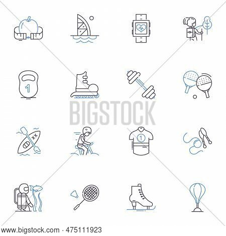Winter Activities Line Icons Collection. Skiing, Snowboarding, Ice-skating, Sledding, Snowshoeing, S